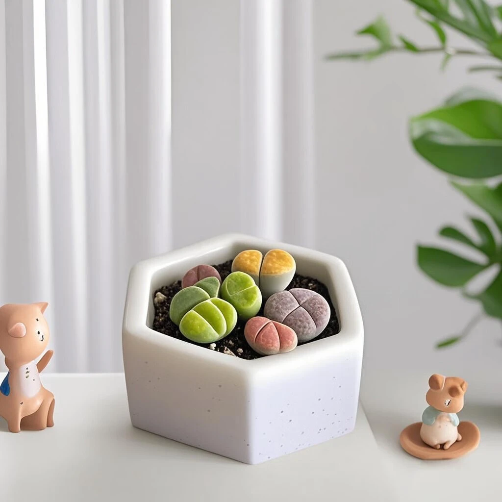 灵枫莱灵枫莱生石花懒人多肉植物多肉盆栽组合盆栽办公室好养花卉