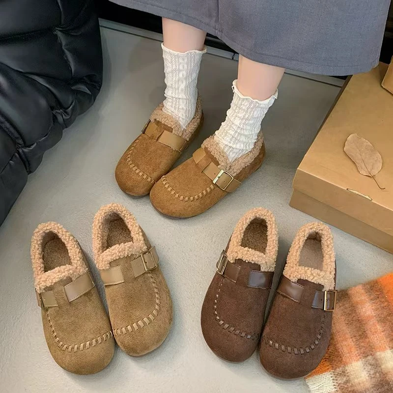 【品牌】女款软底秋冬勃肯鞋复古时尚百搭加绒绒面保暖棉鞋9928