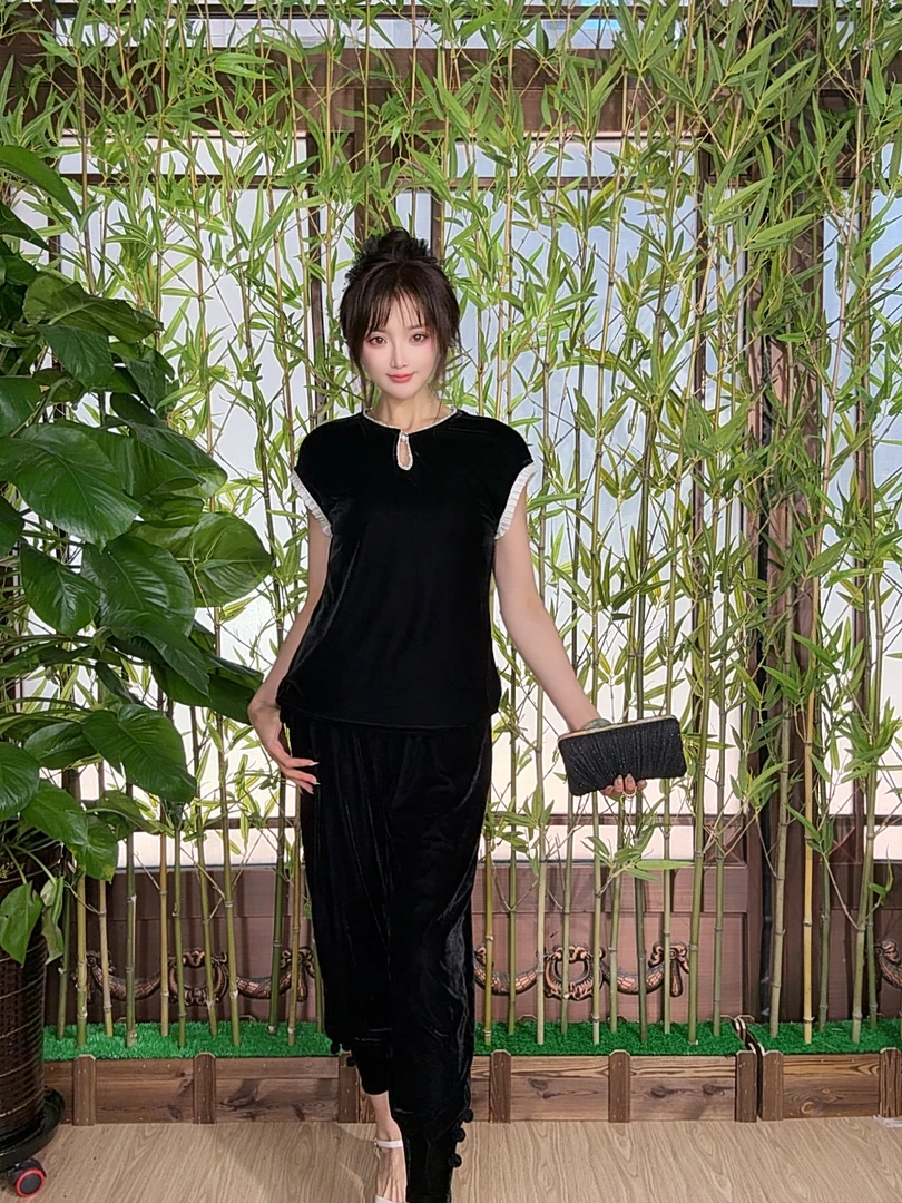 （萝卜裤单裤子）时尚丝绒萝卜裤