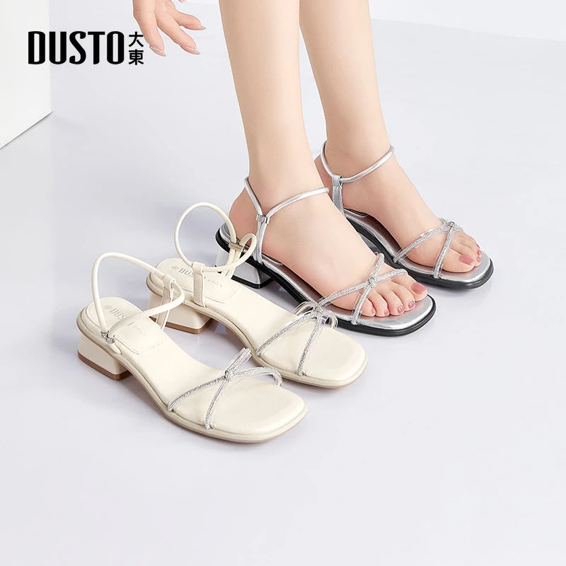 大东凉鞋女外穿2025新款秋夏仙女风粗跟凉鞋配裙子百搭高跟鞋1001