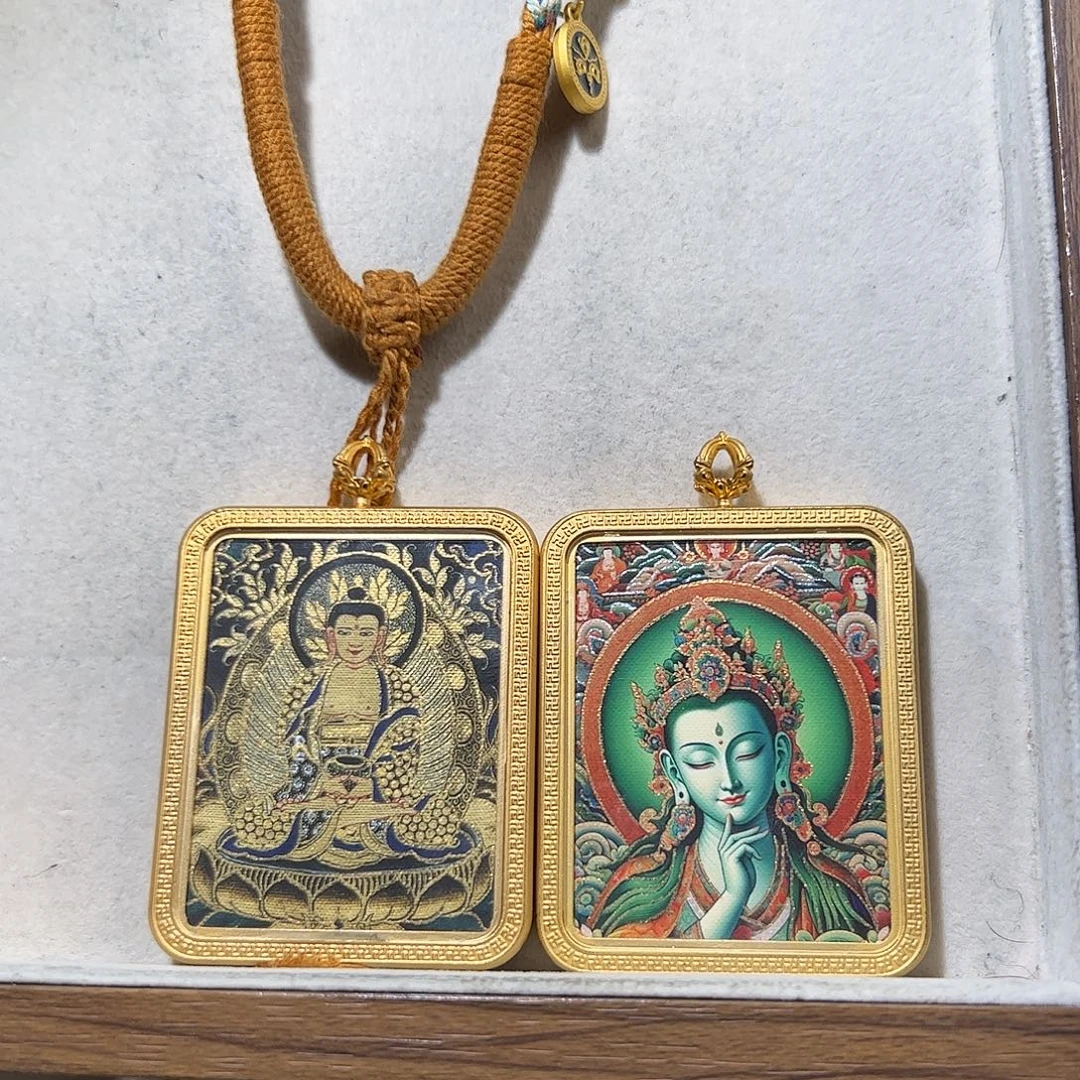 仔***仔吊坠双面定制 绿度母 阿弥陀佛