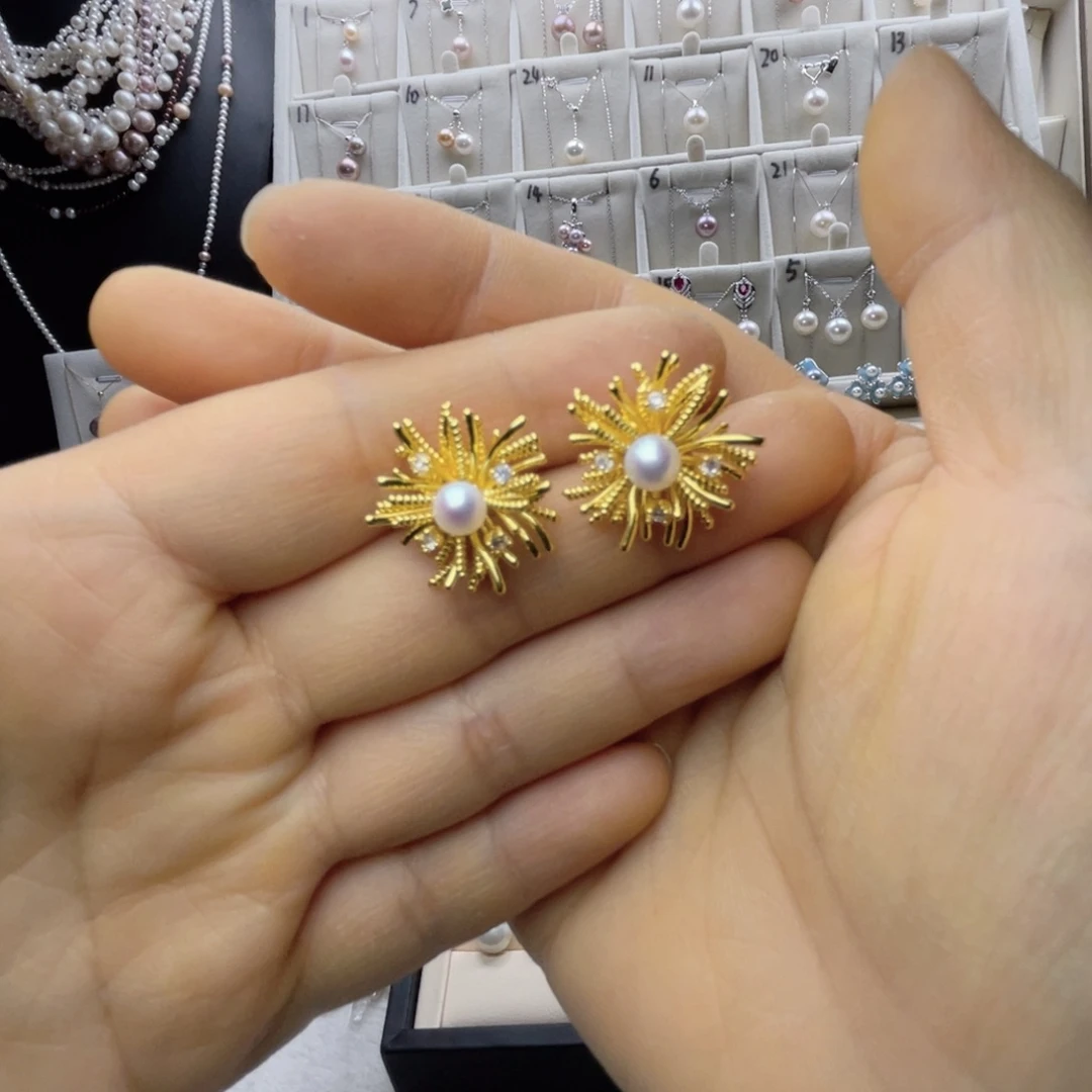 银S925镶嵌珍珠首饰淡水珍珠