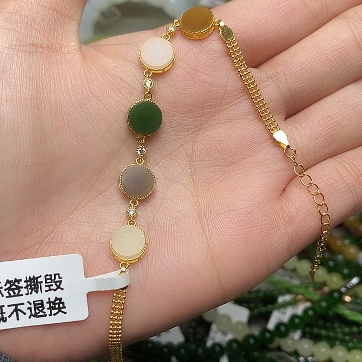 和田玉银S925镶嵌手链