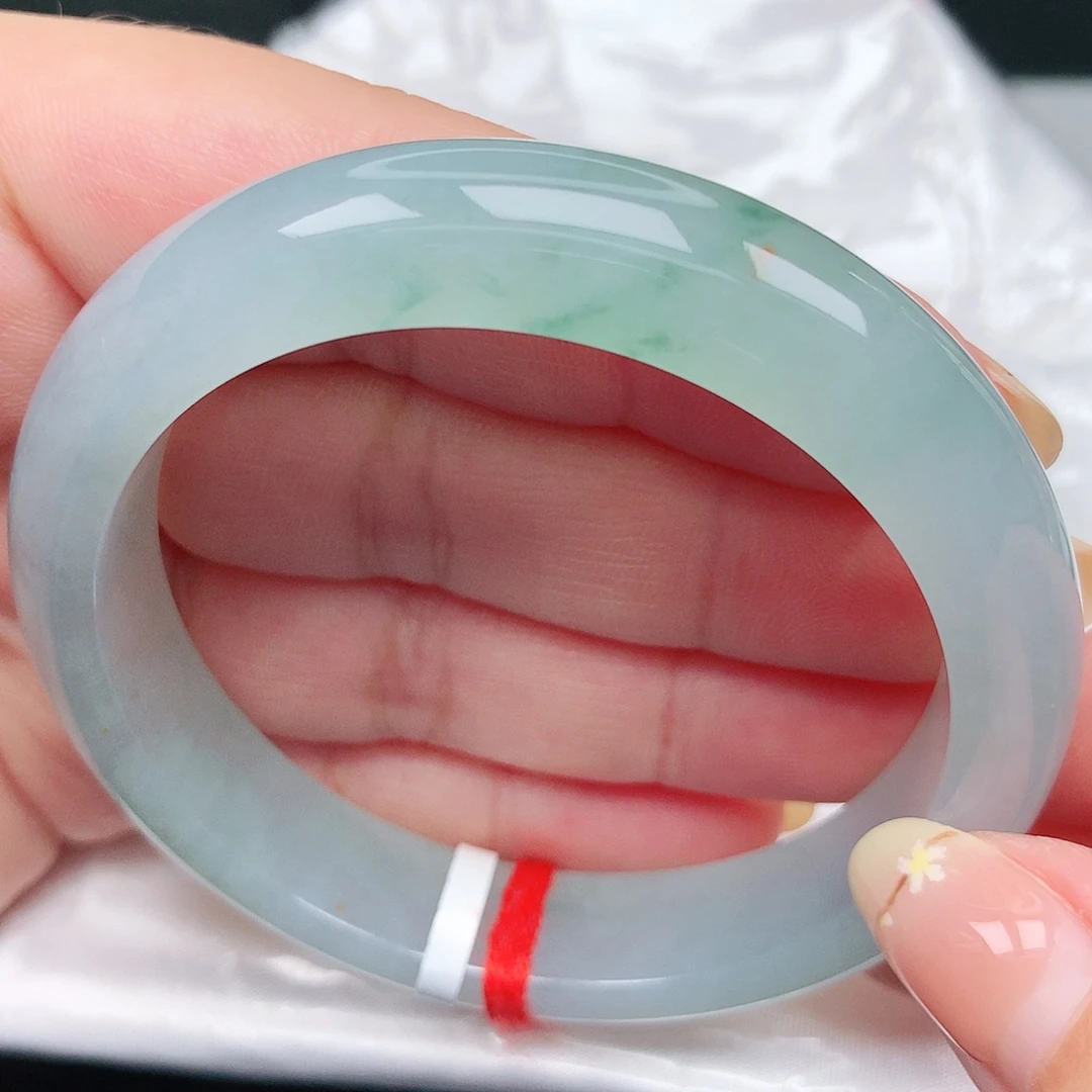 未镶嵌手镯翡翠12冰蓝飘花洒金