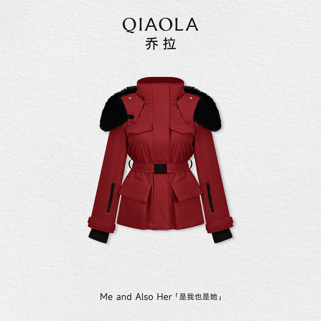 QIAOLA/乔拉【绒冬奇遇】秋冬仿狐狸毛领加厚保暖百搭防风羽绒服