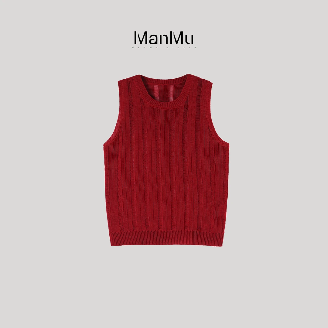 满目ManMu【张琪专属】高级定制简约时尚通勤百搭无袖背心350126