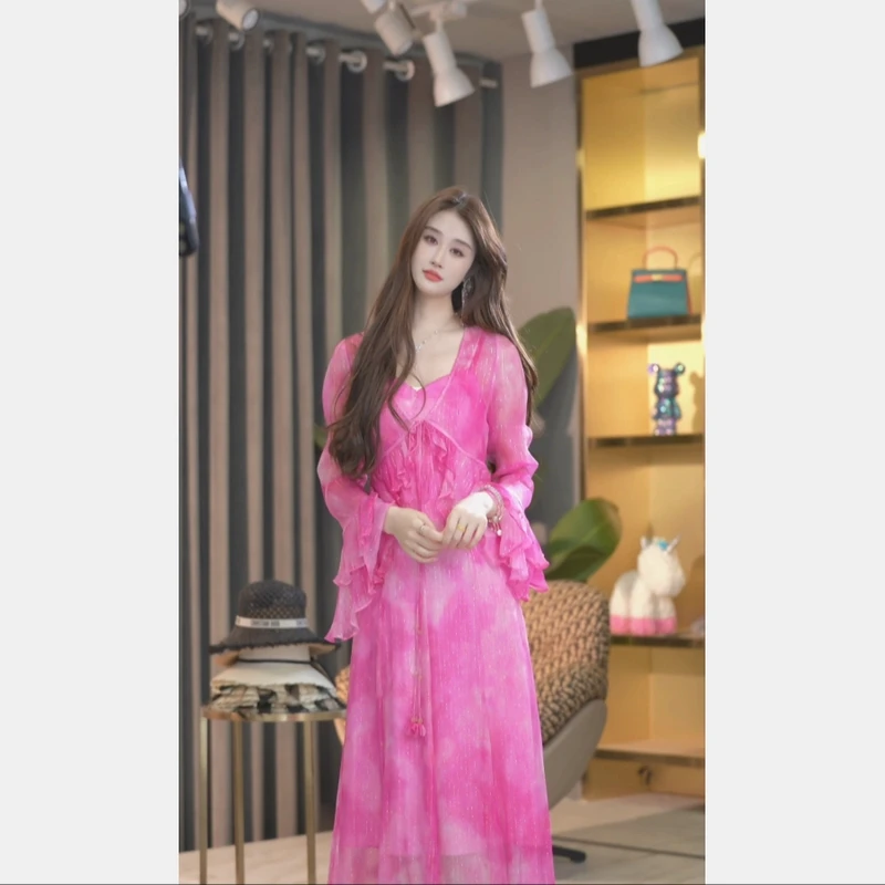 【喜喜家】气质桑蚕丝两件套新款印花轻奢套装  2452227