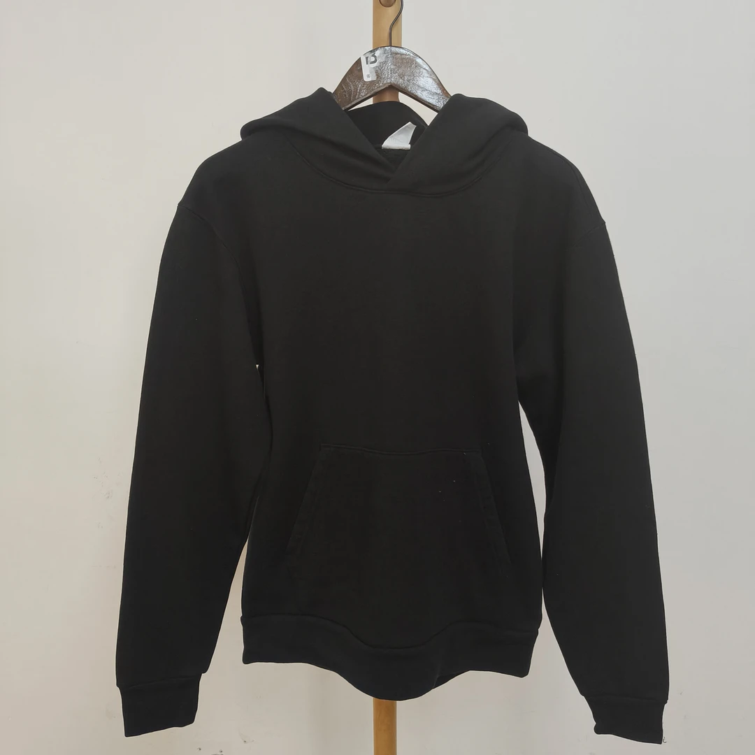 光光外贸 黑色连帽抽绳保暖宽松型卫衣加绒