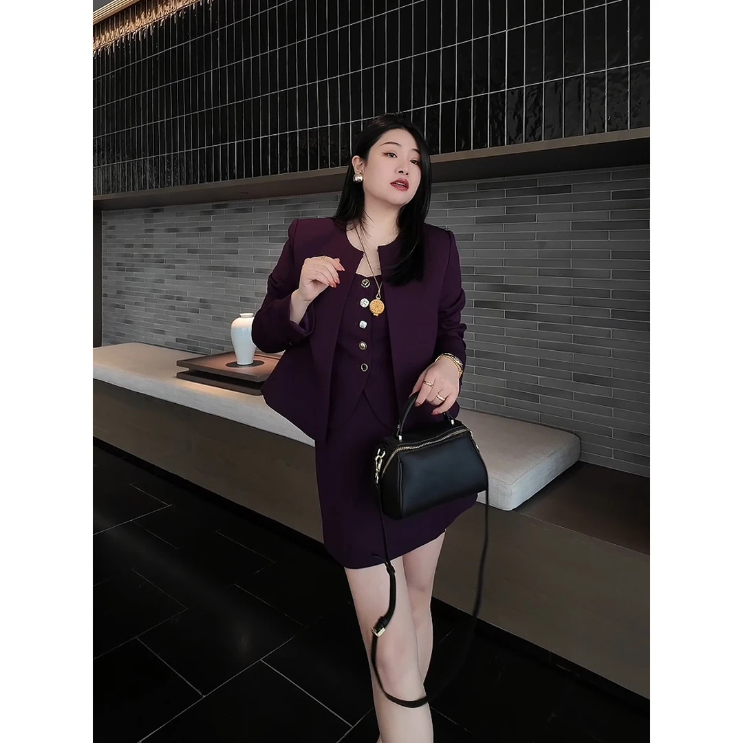 多肉宝贝【莱赛尔天丝+羊毛】圆领气质高级显瘦西服外套2507B3066