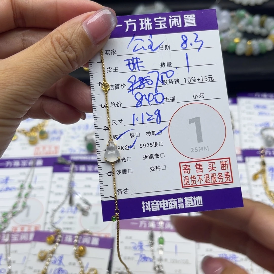 公***财翡翠18K金镶嵌颈饰手链