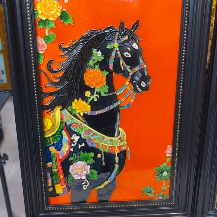 加大款瓷板画艺术作品黑马马到成功