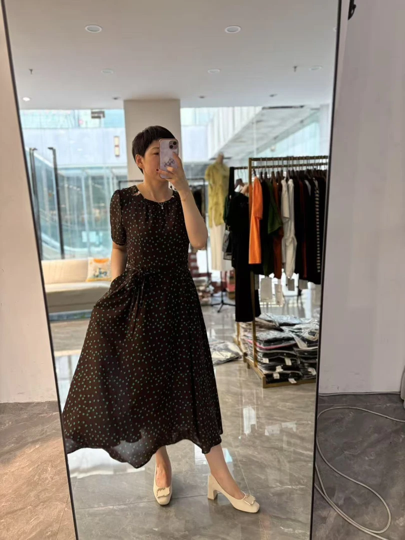 【丽丽家】夏季碎花腰带气质款减龄显瘦连衣裙059