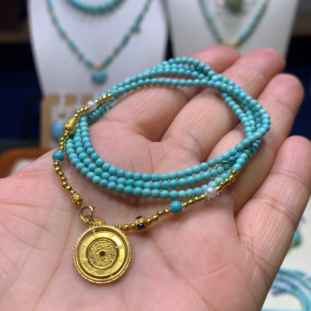 绿松石18K金镶嵌项链