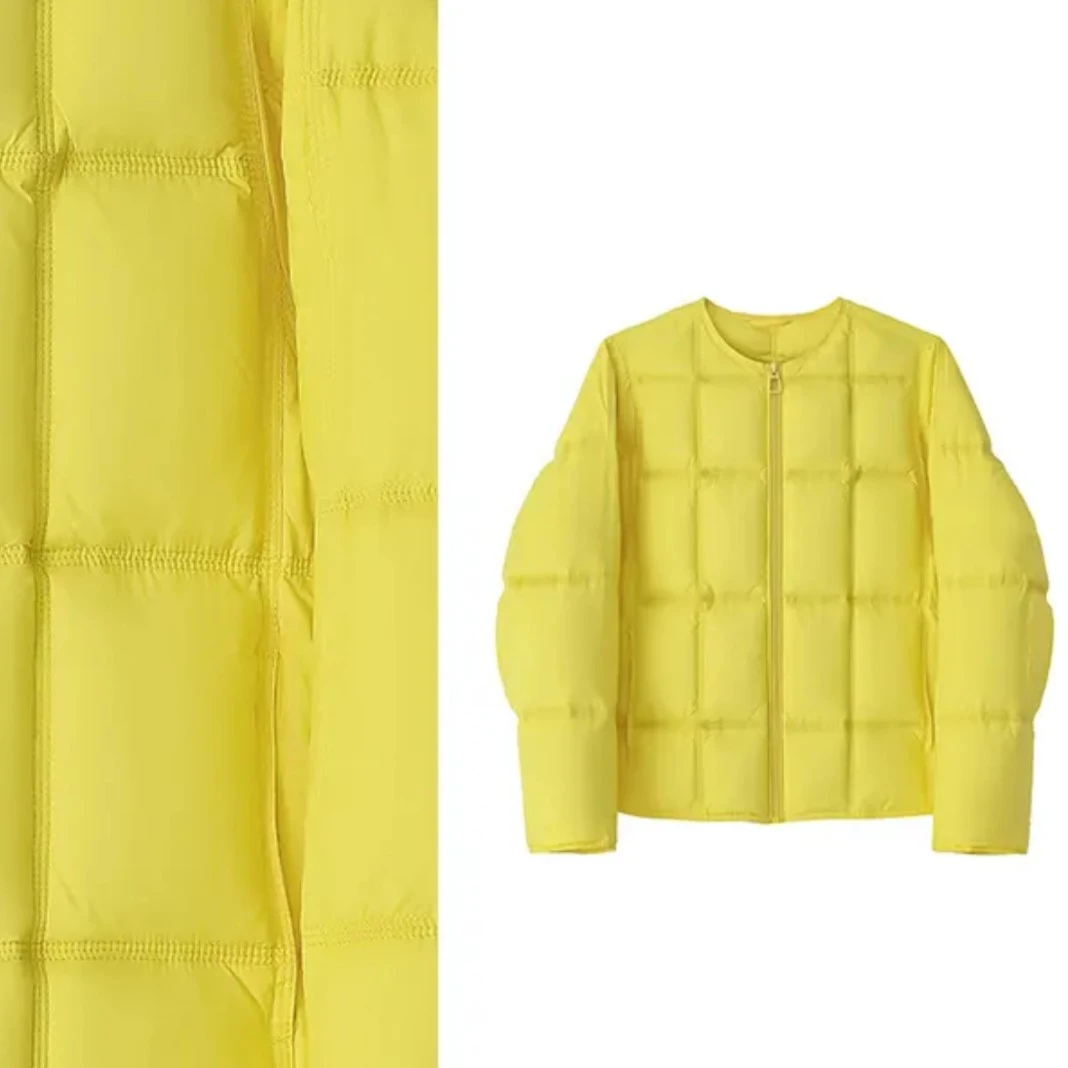 【方块小黄鸭10】90白鹅绒韩版宽松圆领拉链立体方格羽绒服188