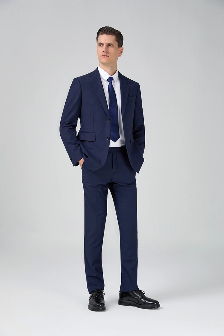 远山蓝(100%羊毛)super140支 套西(上衣+裤子)高定商务休闲西装