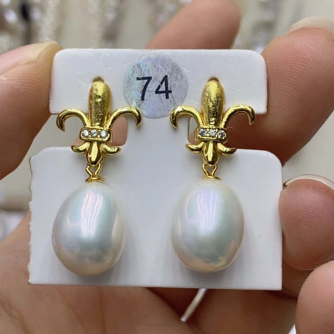 西***）银S925镶嵌淡水珍珠耳饰