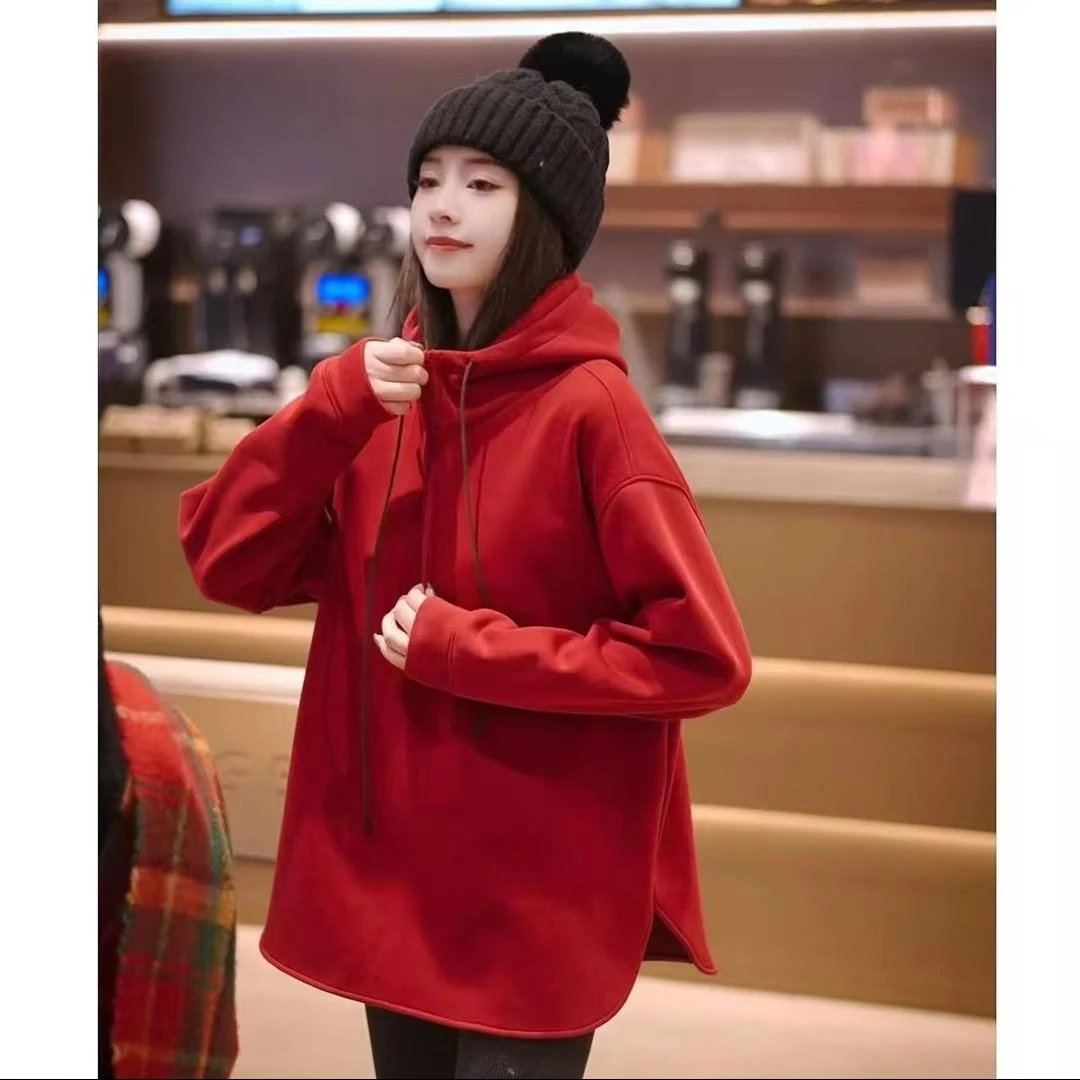 华丽微微【挪威星空】冬季新款时尚加绒连帽卫衣WY1027-欧韩穿搭