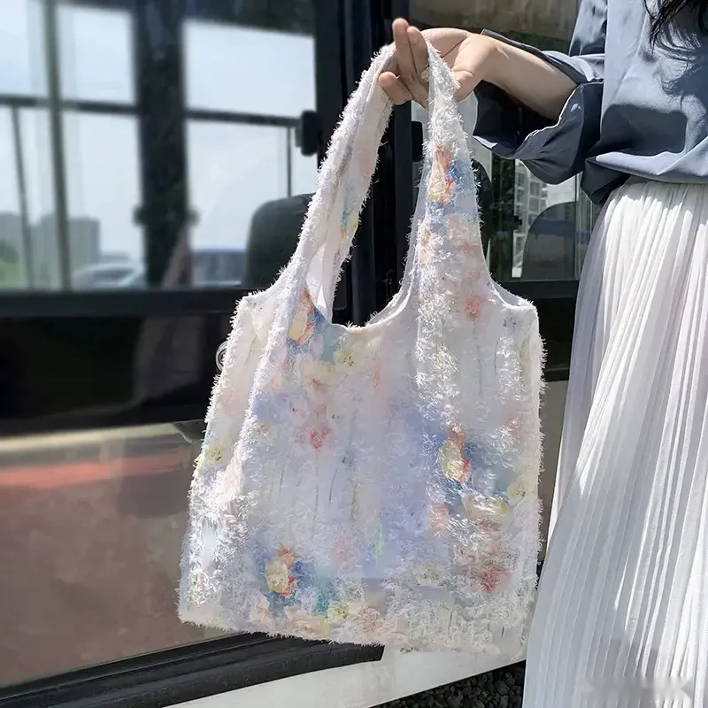 艺术小众设计多巴胺背心腋下帆布包女学生韩版逛街大容量手提布袋