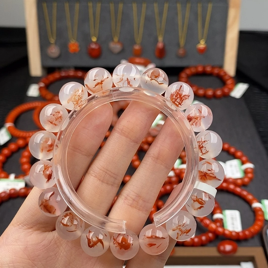 南红玛瑙未镶嵌四川凉山冰飘手串11.6mm