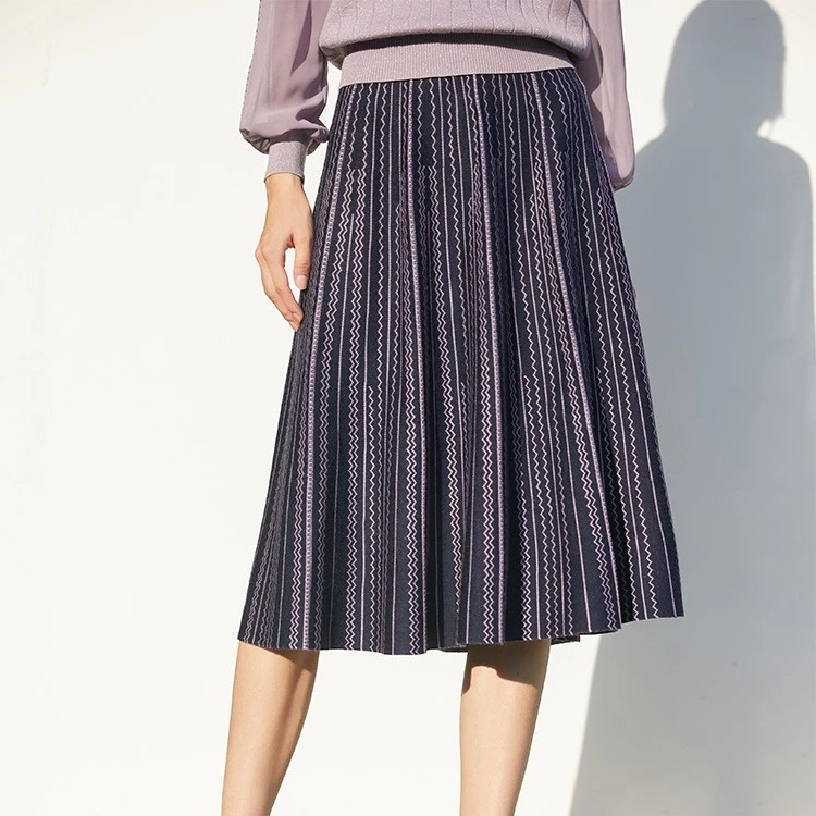 dunnu敦奴秋羊毛针织a字版百褶半身裙DR120105