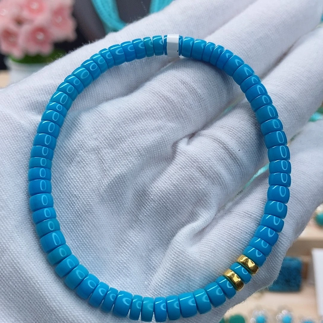 绿松石未镶嵌直切手串 直径5