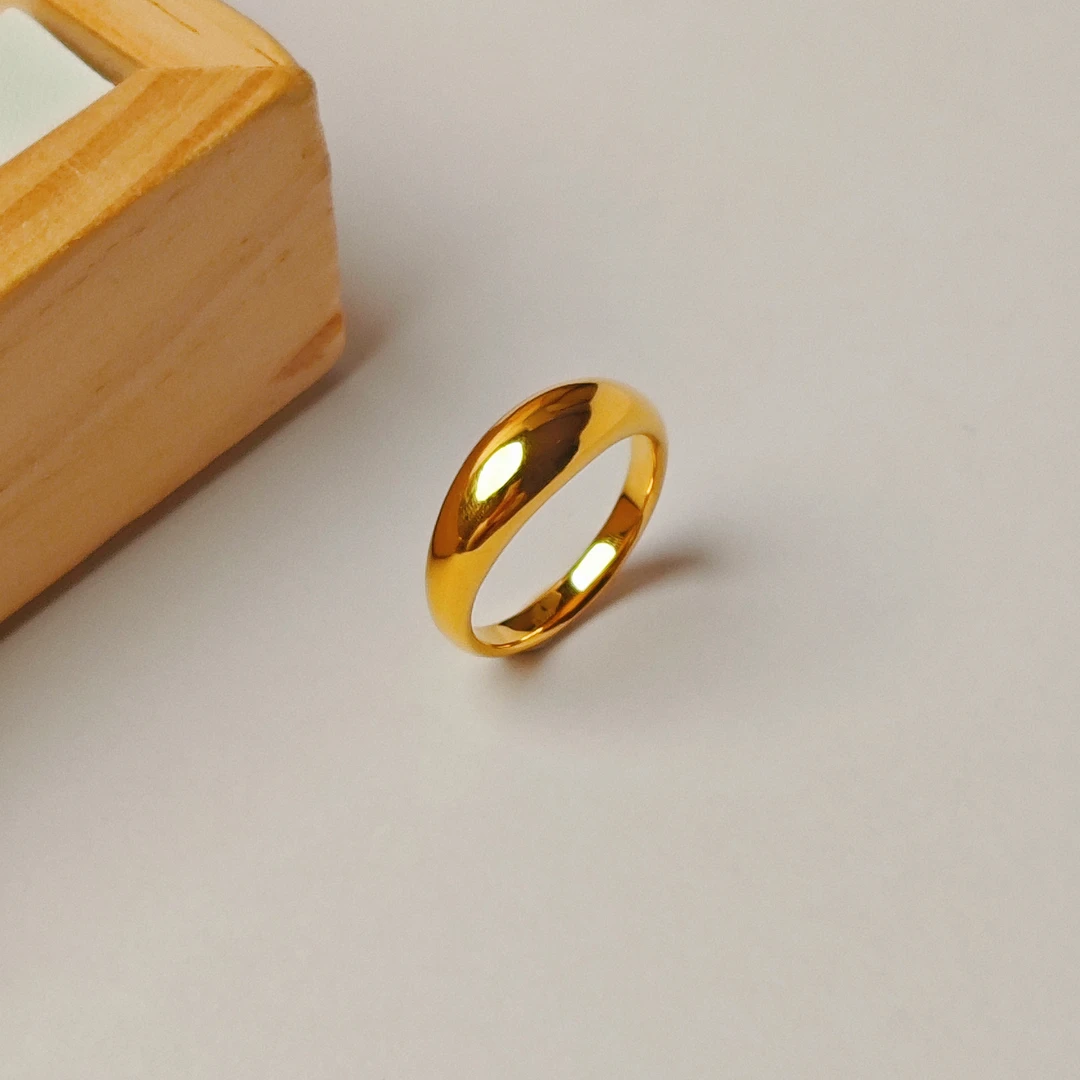 5D足金999黄金海豚背面包戒指亮面显大百搭 复检+证书