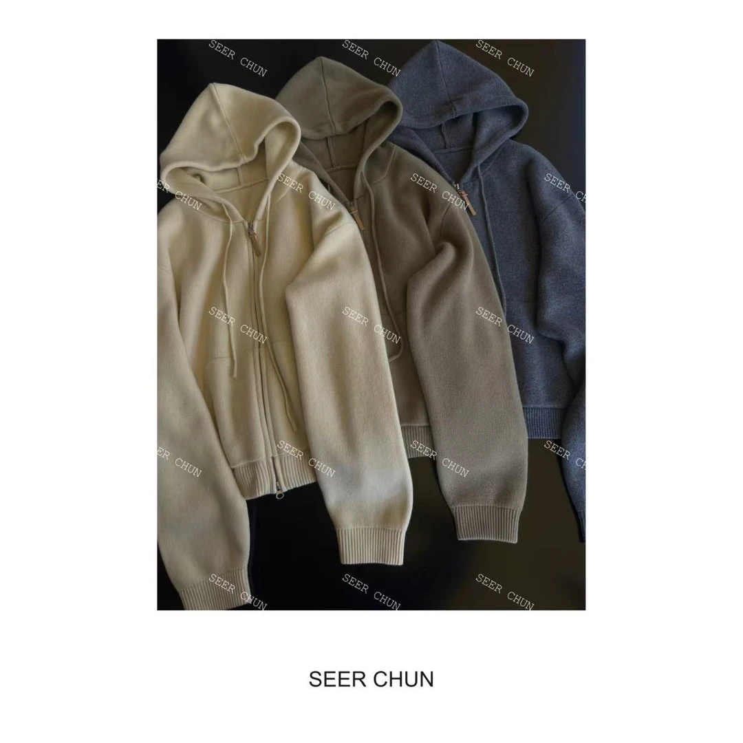 SEER CHUN“时髦帽衫”高品质慵懒连帽针织上衣  60026