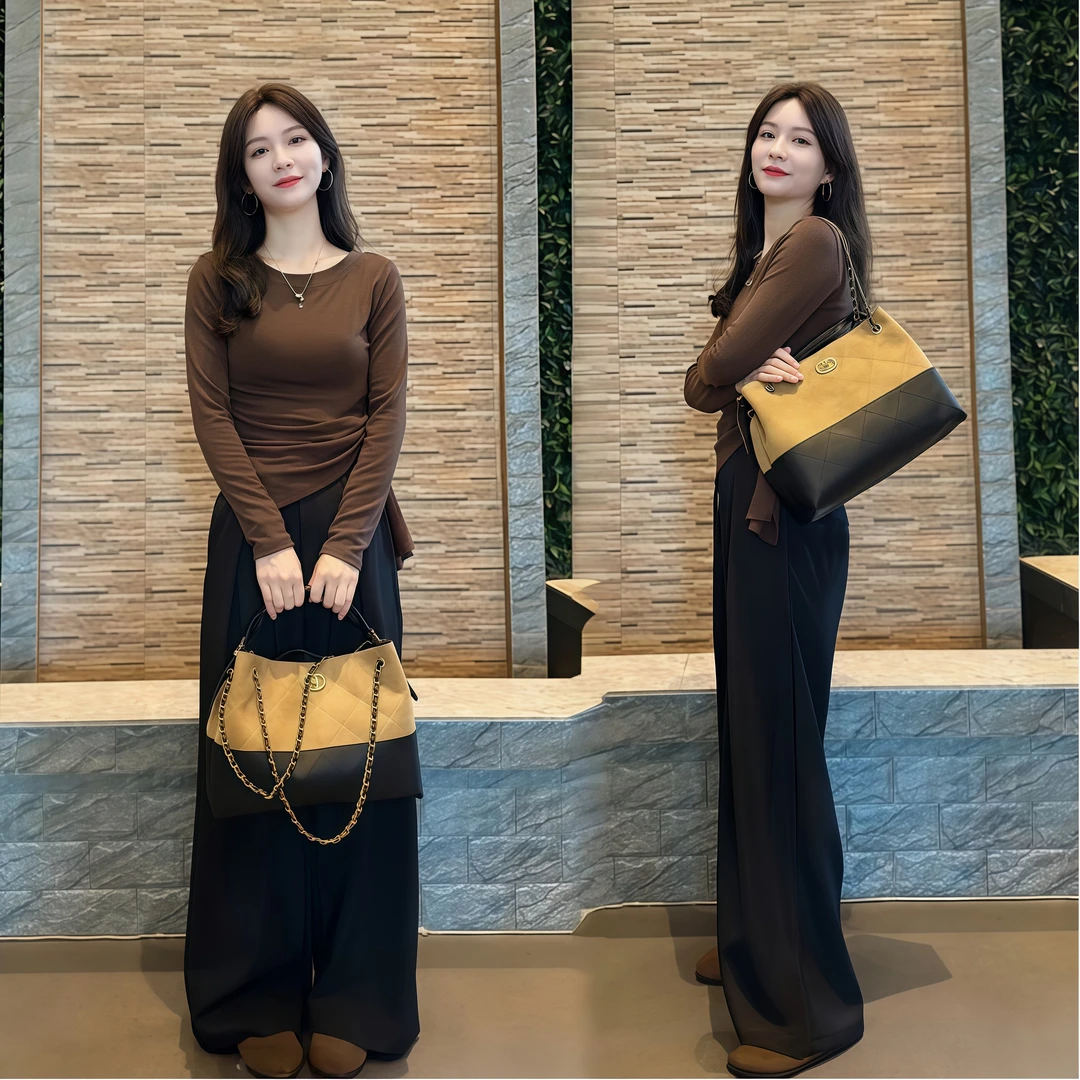 秋季气质女神范套装轻熟风不规则打底长袖阔腿裤遮肉显瘦一整套