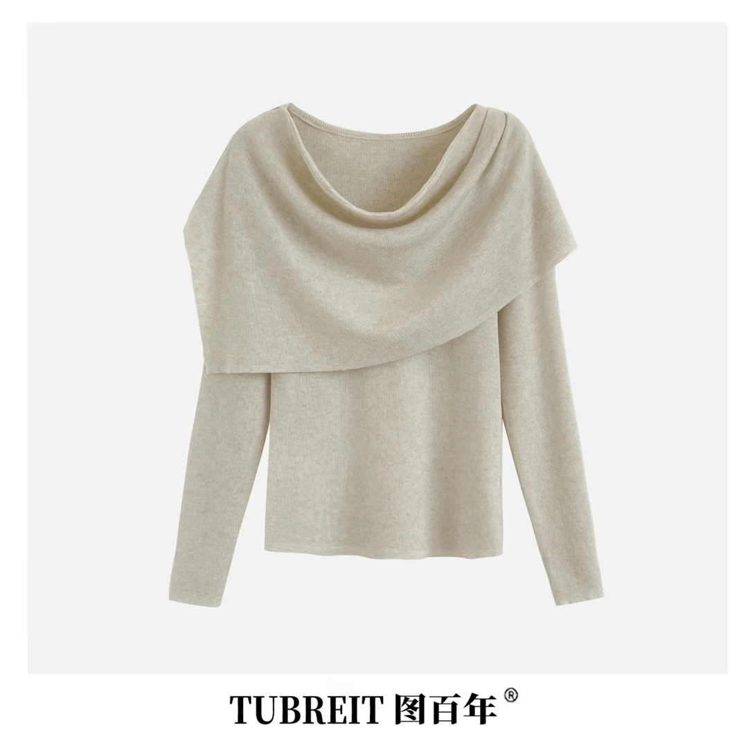 TUBREIT/图百年 针织衫上衣荡领披肩两件套女显瘦气质时尚打底衫
