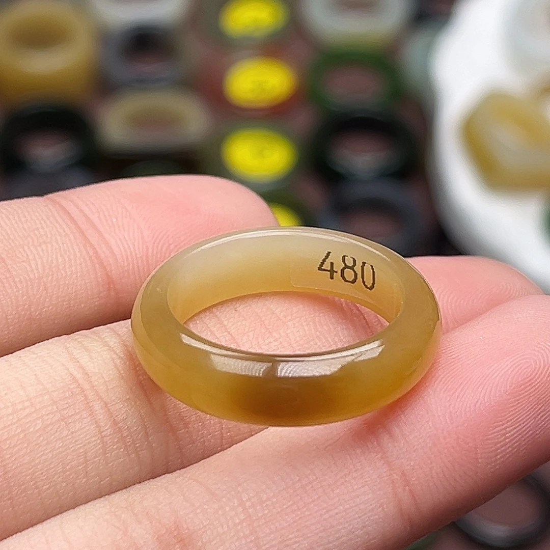 和田玉未镶嵌戒指18.9一口焦糖新品