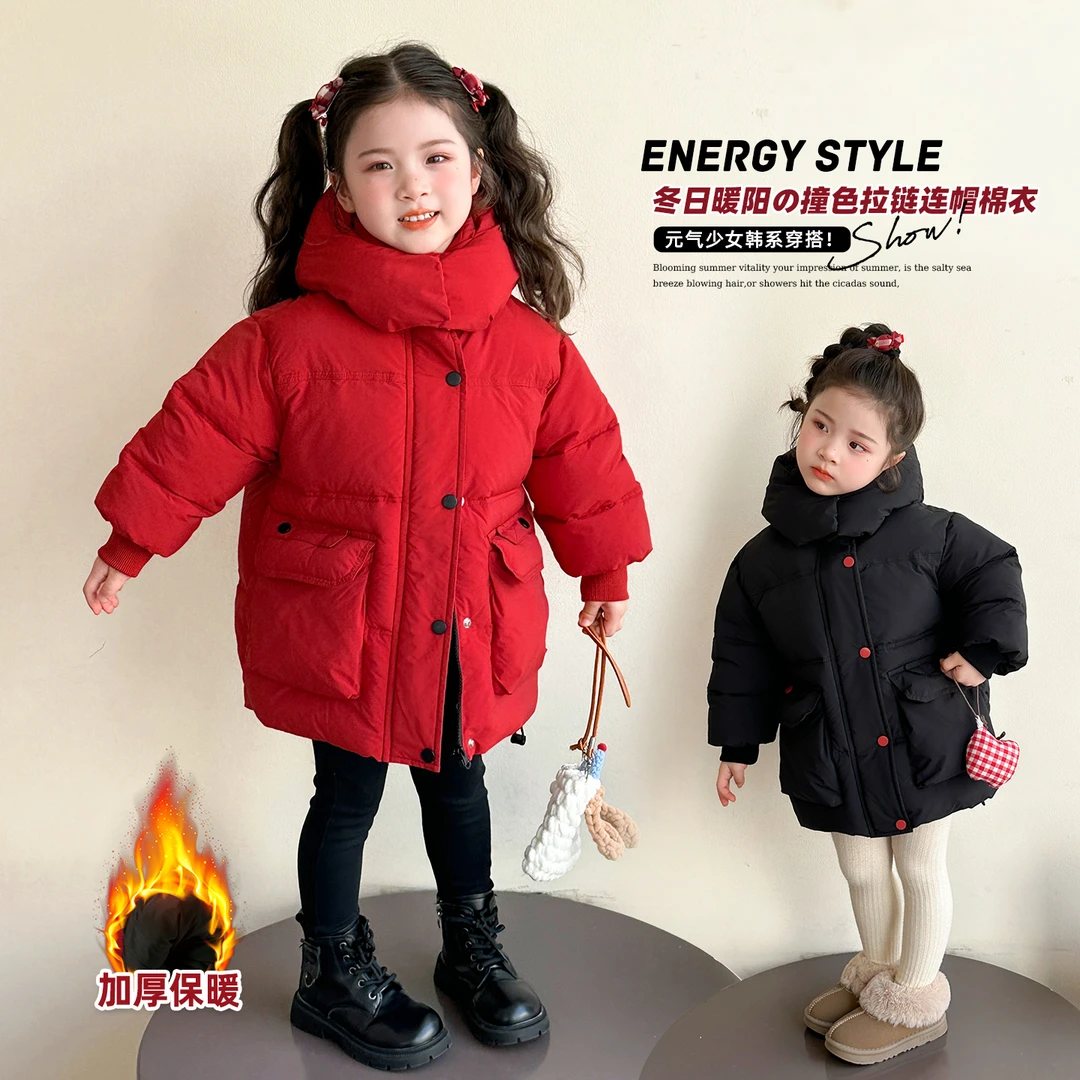女童加厚棉服冬装2025新款炸街宝宝保暖外套韩版棉衣儿童冬季棉袄