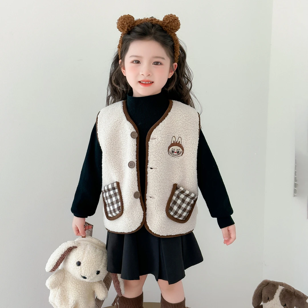女童拉布布加绒马甲洋气儿童秋冬装马夹女孩宝宝冬季加厚毛绒外套