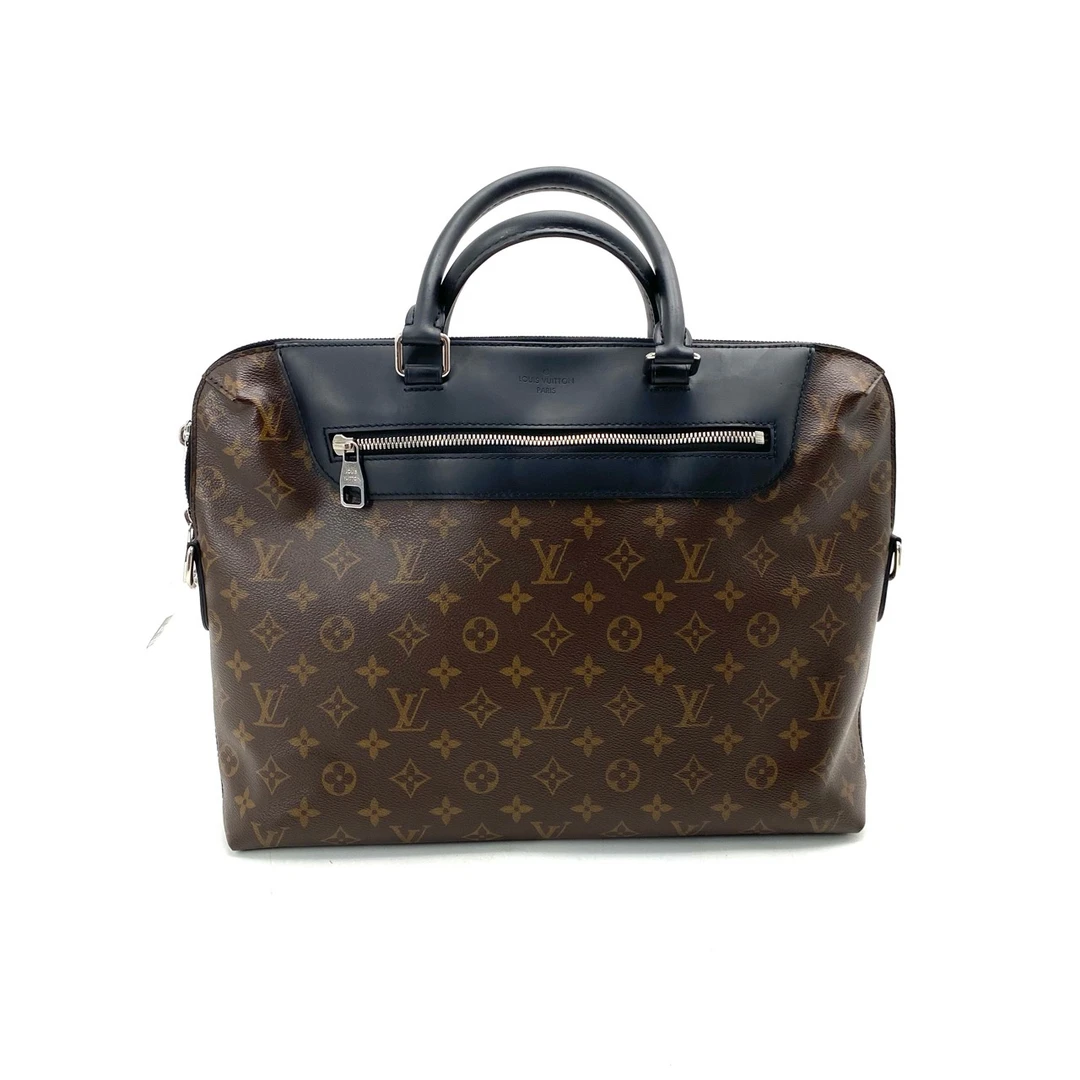 95新 LouisVuitton/路易威登 男士棕老花拼皮公文包 无肩带 棕色