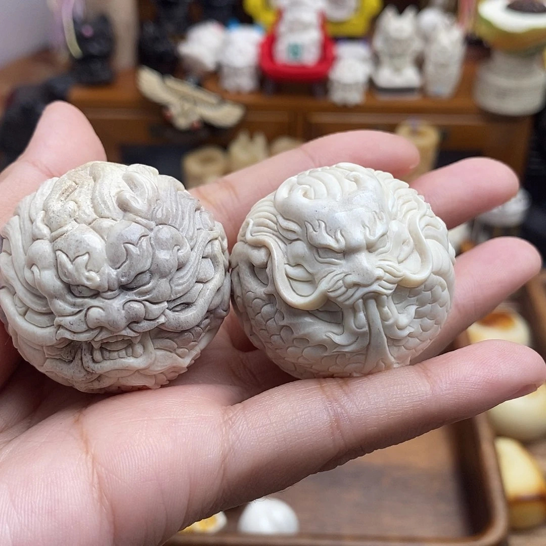 鹿骨把件c34龙球40尺寸不退换