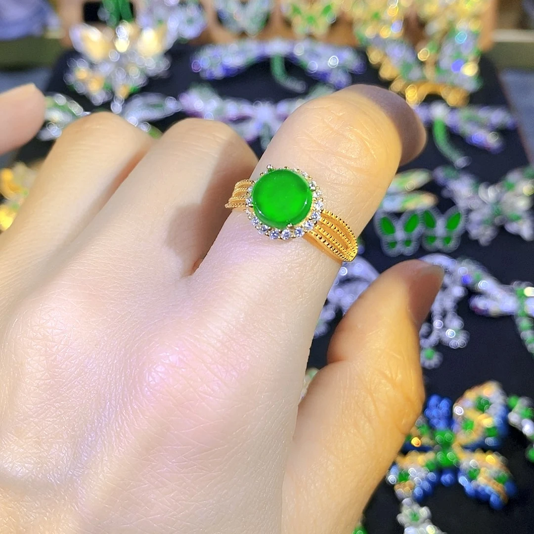 吊坠(不含链)银S925镶嵌翡翠