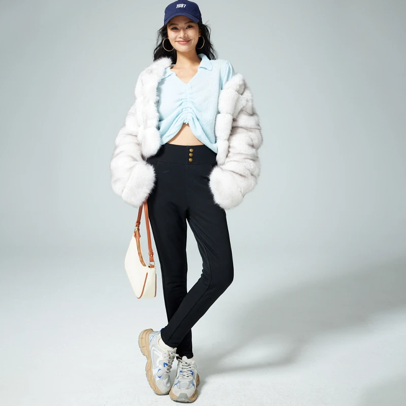 FUNFUN2025秋季上新高腰鹅绒蜜桃裤MY2371