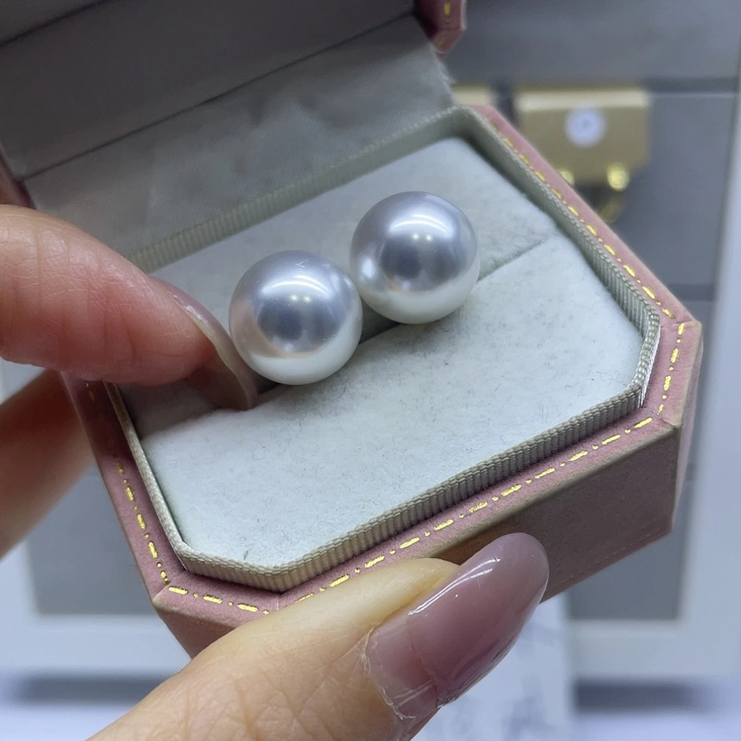 耳饰银S925镶嵌淡水珍珠