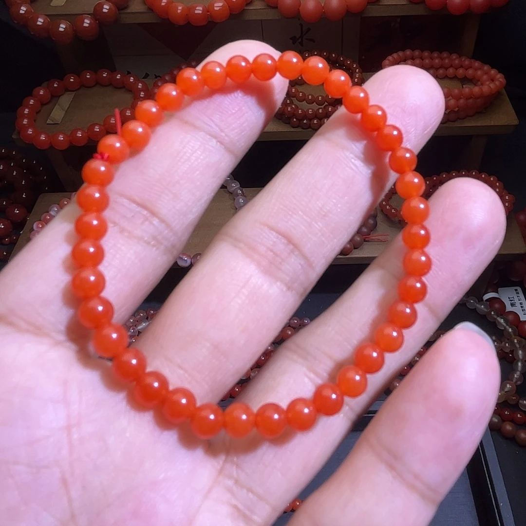 手链未镶嵌南红玛瑙5mm冰红