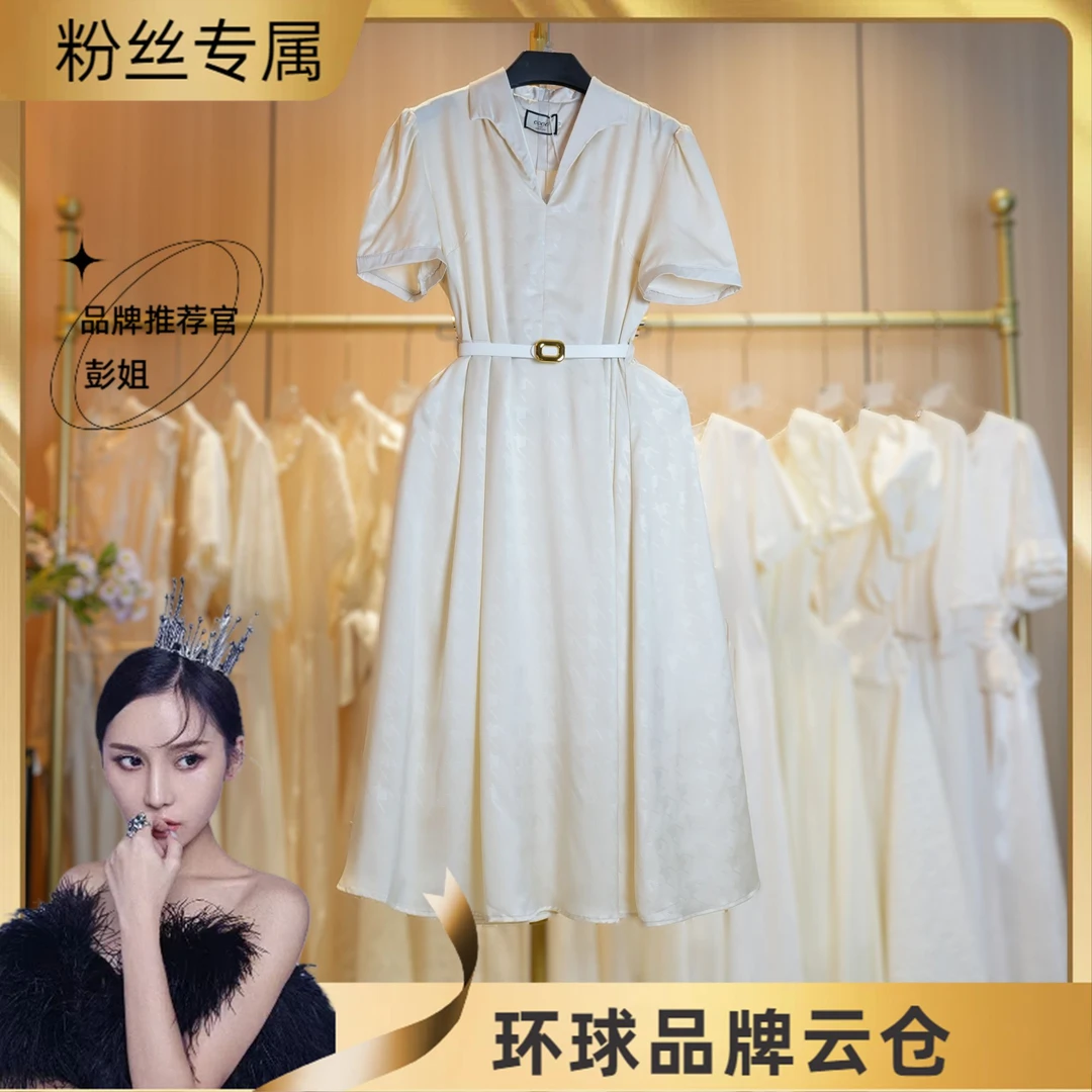 现货【RG1339】2025年时尚气质百搭减龄法式收腰复古小众女装连衣裙