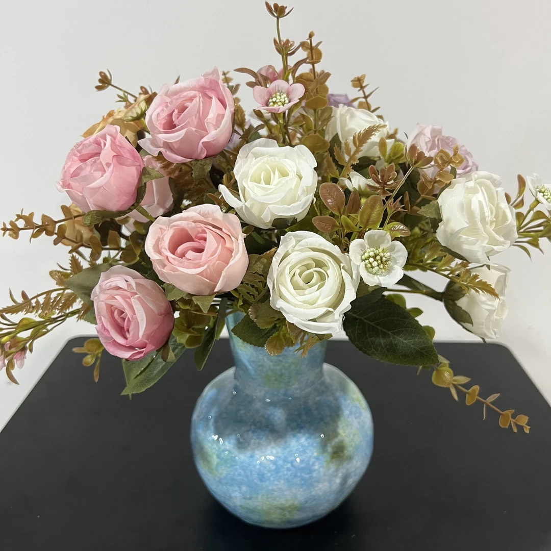 仿真花玫瑰花韩式高级感假花束洋牡丹绢花家居客厅摆放装饰花
