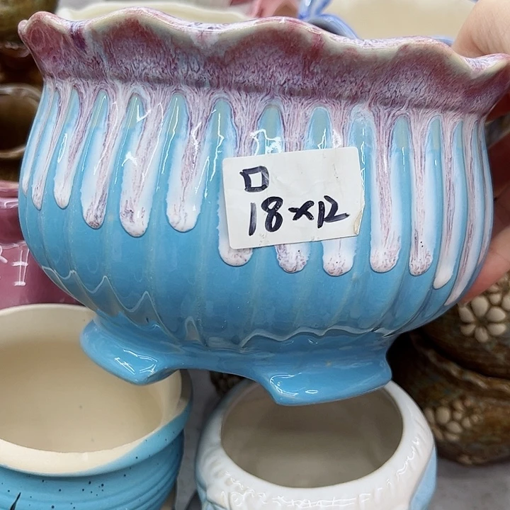 多肉绿植陶瓷花盆9.9包邮，有孔