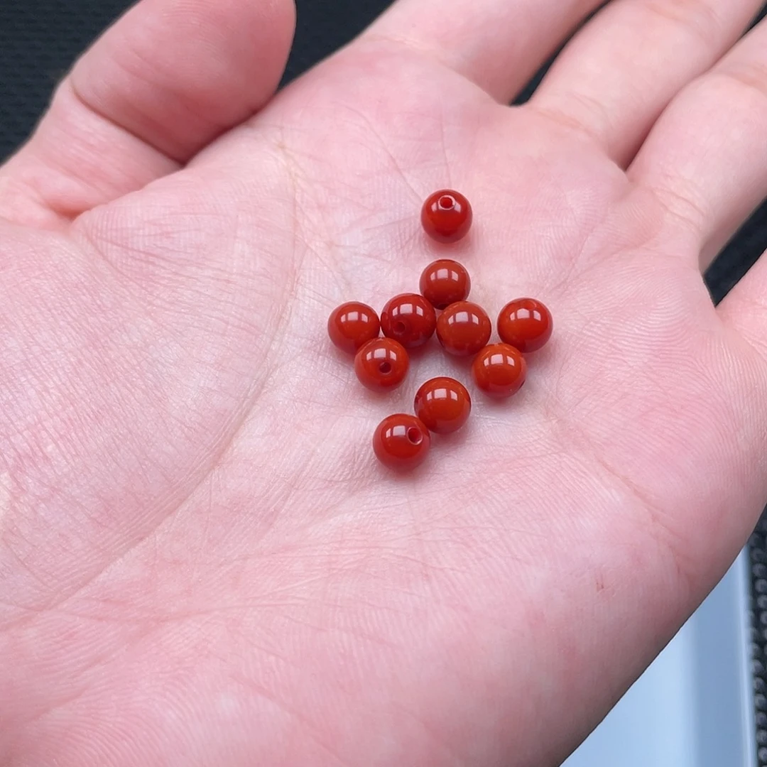 南红玛瑙6mm柿子红圆珠一组10颗未镶嵌