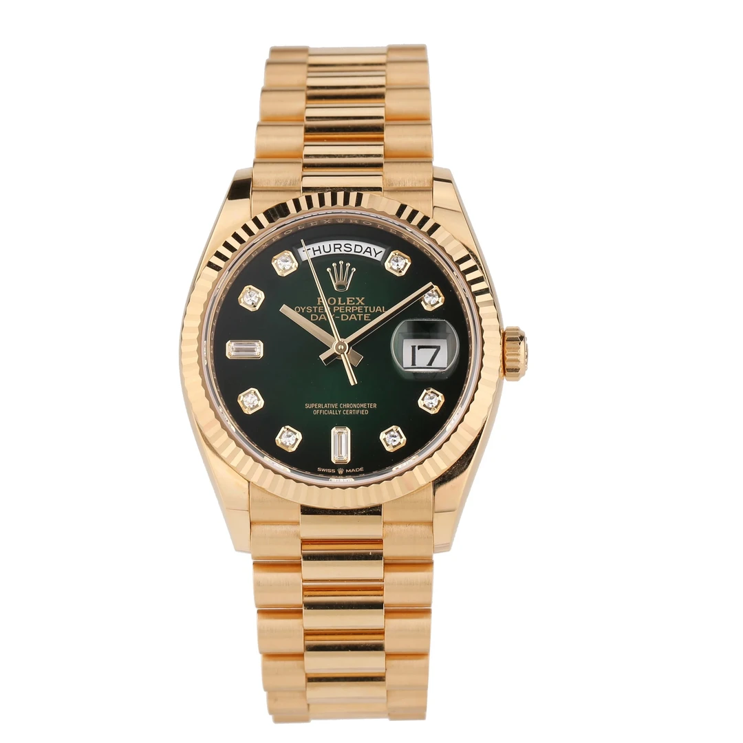 未使用 Rolex/劳力士 礼尚往来25年128238劳力士烟熏绿男表5852F