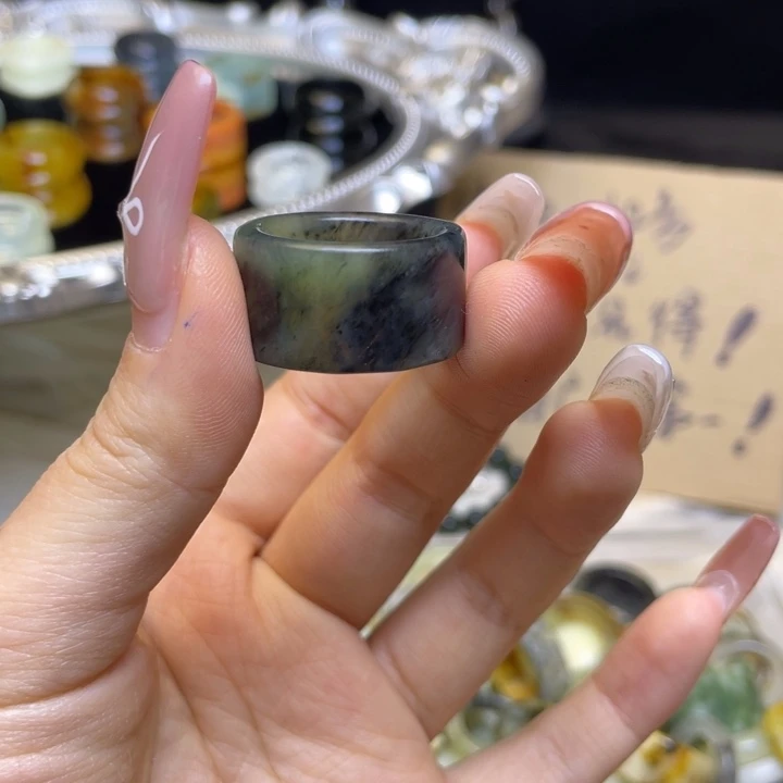 蛇纹石玉合金戒指41-18.7