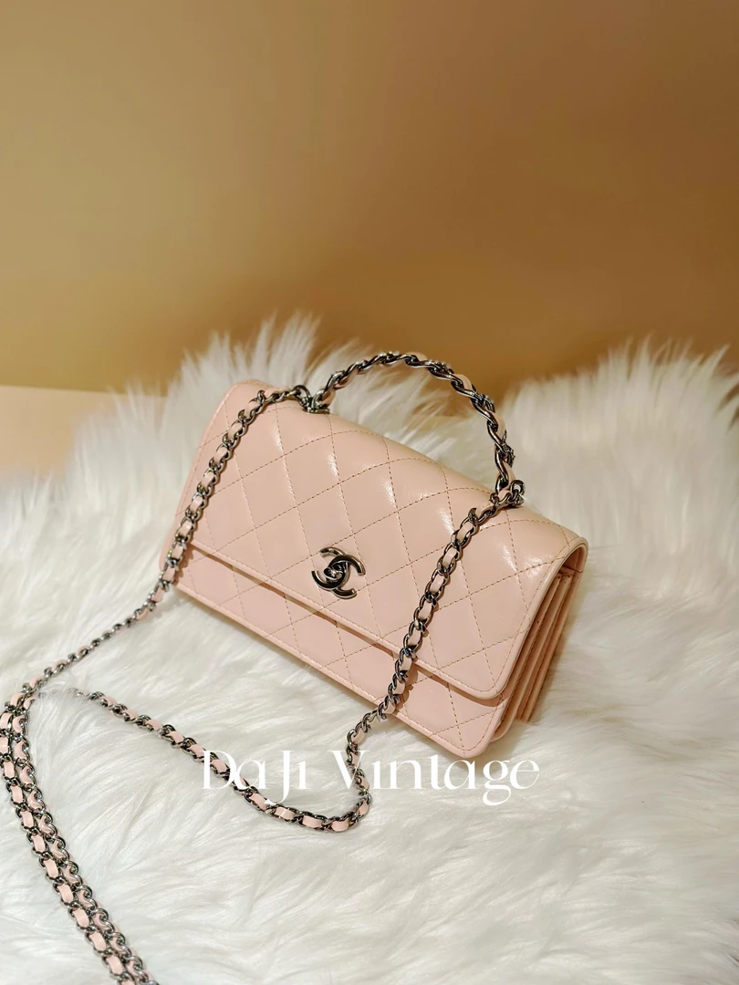 95新 Chanel/香奈儿 大吉中古3/Chanel香奈儿23k水钻手柄斜挎包