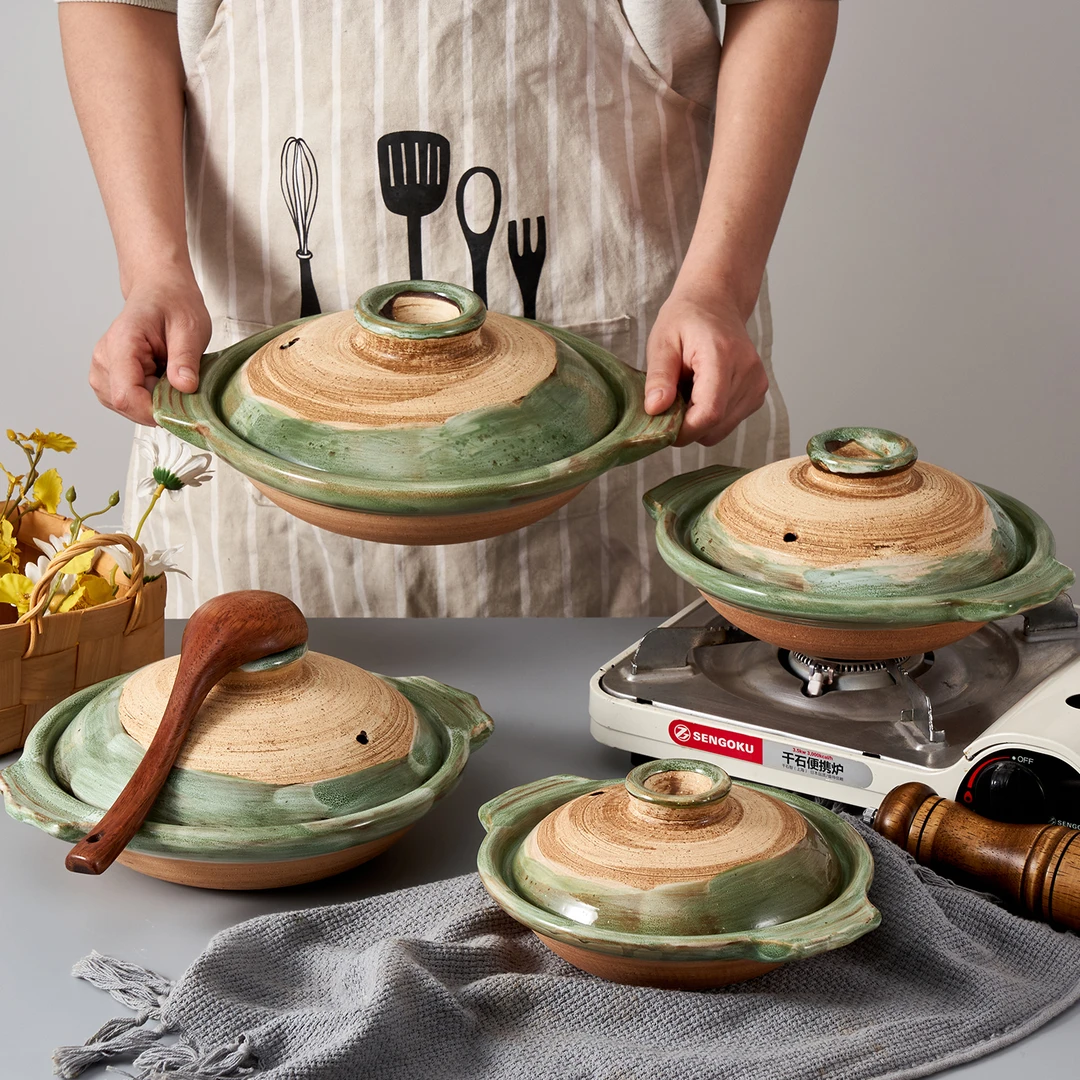 煲艺粗陶白色砂锅家用炖锅商用煲仔锅干锅小号耐高温明火浅口沙锅