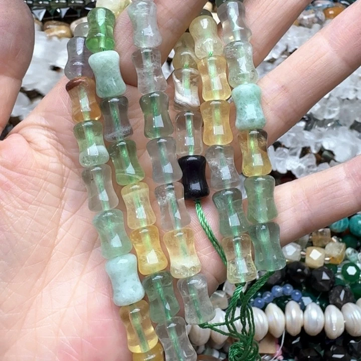 合金玛瑙/玉髓珠宝半成品半条8x12m莹石竹节