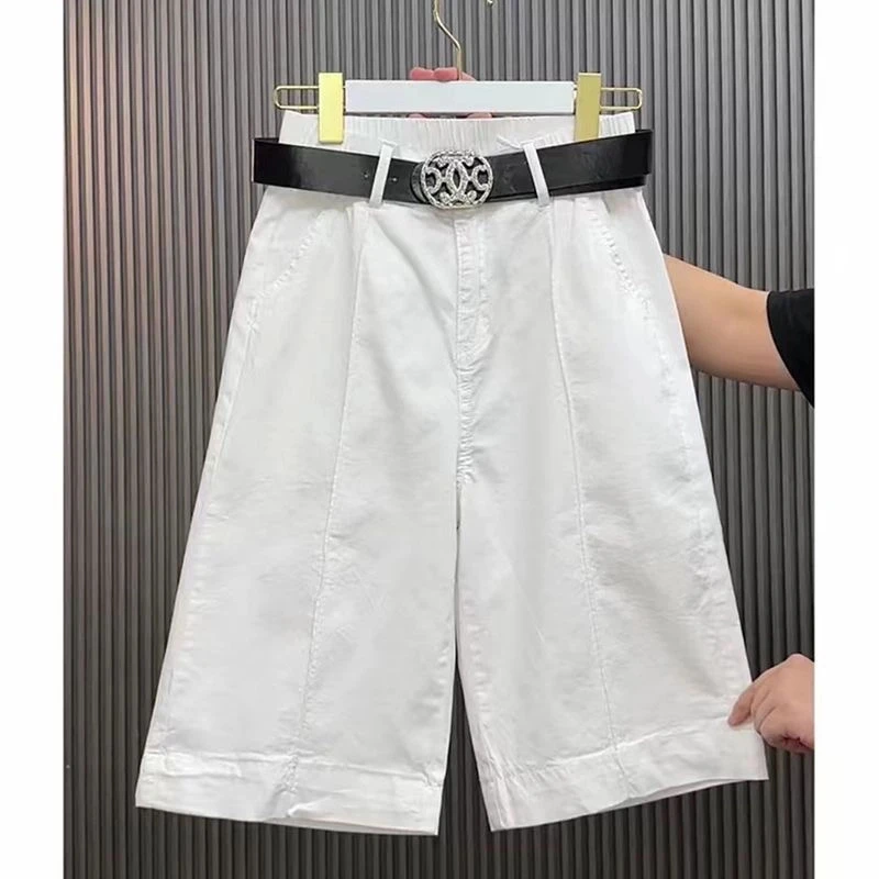 夏季薄款五分裤女2025新款高腰显瘦宽松阔腿舒适百搭直筒休闲短裤