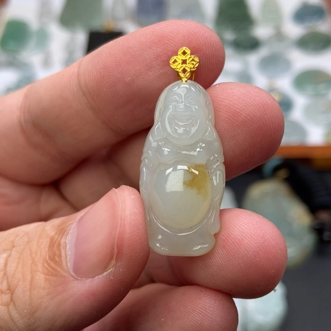 翡翠未镶嵌颈饰站佛公  天然缅甸A货翡翠