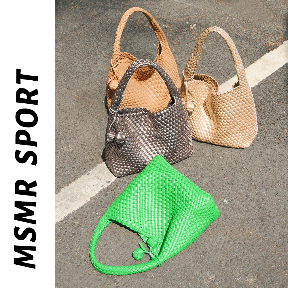 2025春夏新款大容量托特包时尚手工手工编织女士腋下包单肩包